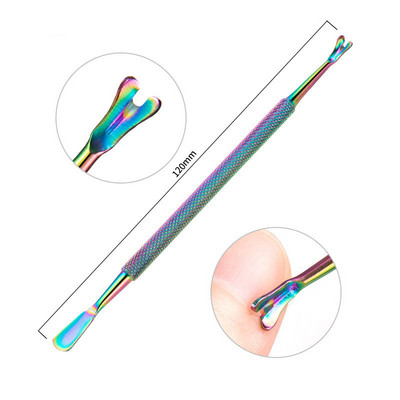 1 gab. Nerūsējošā tērauda kutikulas karotes stūmējdakša Dead Skin Nail Art UV gēla laka noņemšanas manikīra kopšanas tīrīšanas rīks
