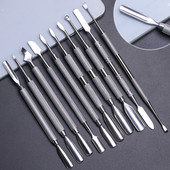 10 tipa abpusēji nerūsējošā tērauda nagu mākslas stūmējs manikīra griezējs kutikulas nagu pedikīra kopšanas rīks mirušās ādas trimmeram LY34-43