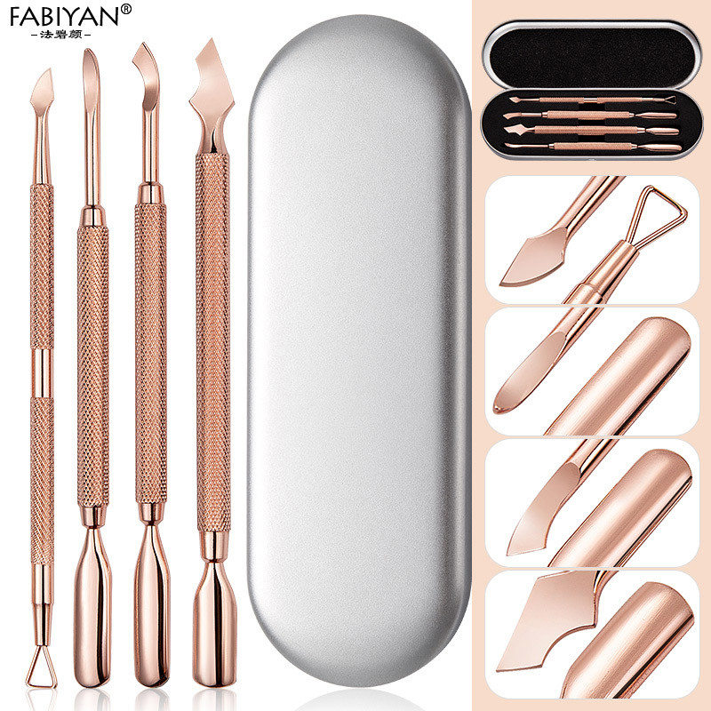 Alat za guranje zanoktica od nehrđajućeg čelika Odstranjivač mrtve kože UV gel lak Njega čišćenja pedikure Set dvostrane manikure