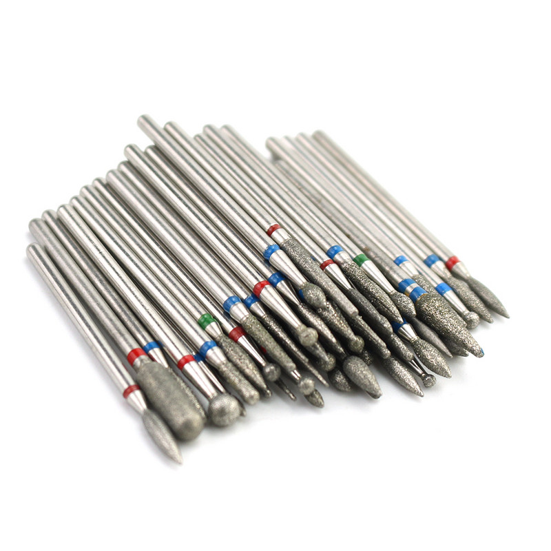 100 vnt / rinkinys deimantiniai nagų grąžtai Rotaciniai frezavimo antgaliai elektriniam manikiūro grąžtams odelių poliravimo įrankiai priedai