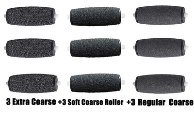 2/4/6/8/9Pcs Pedi Replacement Rollers Heads Punjenje, 3 grube razine uključuje Extra Rough Hard，Alat za njegu stopala Sredstvo za uklanjanje tvrde kože