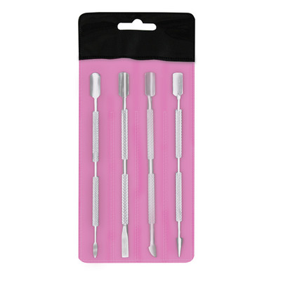 Odelių stūmimo rinkinys 4 vnt. Dvipusis nerūdijančio plieno odelių valiklis nagų dailės manikiūro įrankiams