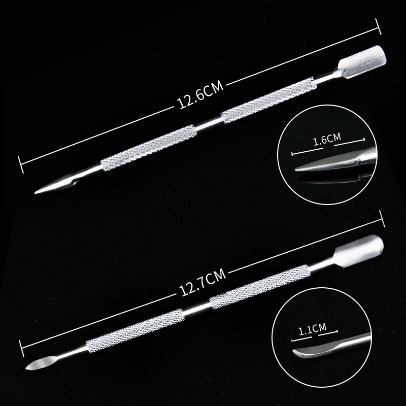 Odelių stūmimo rinkinys 4 vnt. Dvipusis nerūdijančio plieno odelių valiklis nagų dailės manikiūro įrankiams