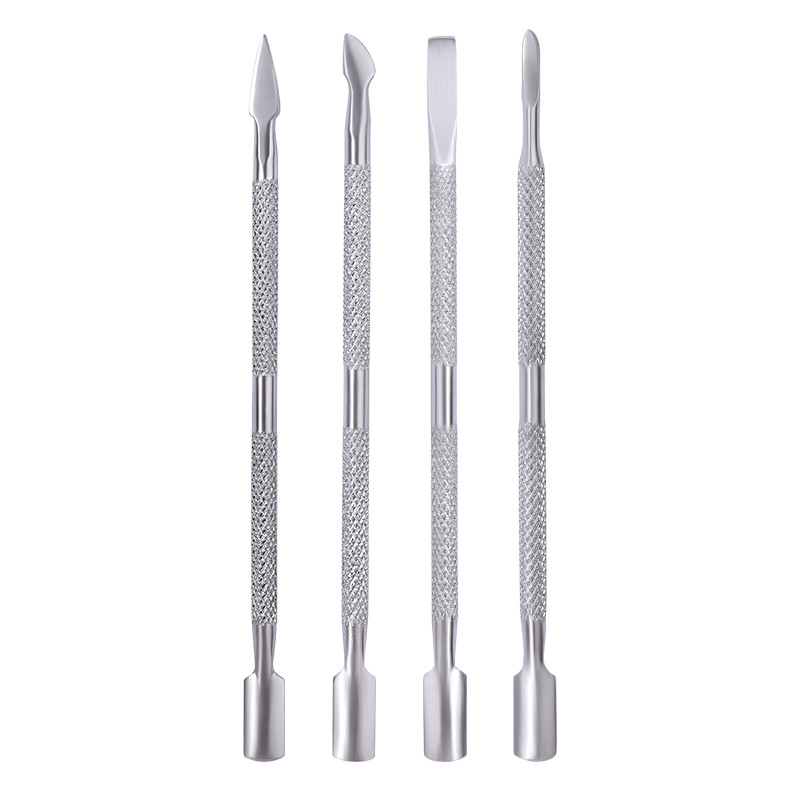 Odelių stūmimo rinkinys 4 vnt. Dvipusis nerūdijančio plieno odelių valiklis nagų dailės manikiūro įrankiams