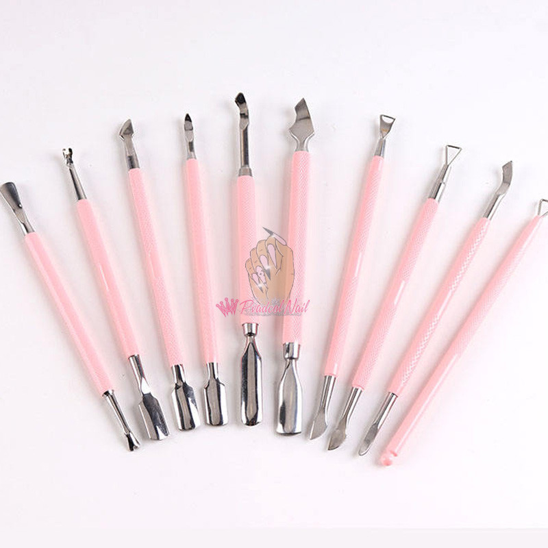 1kom dvostrani gurač zanoktica od nehrđajućeg čelika Sredstvo za uklanjanje ružičaste mrtve kože Nail Art Cleaner Care Alat za manikuru i pedikuru