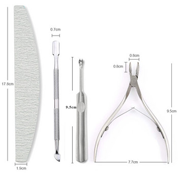 Комплект ексфолиращи инструменти за ноктопластика Пила за нокти Инструмент за щипка за кутикула Лъжица Избутвач Отстраняване Режеща машинка Тример Ножици Инструмент за маникюр