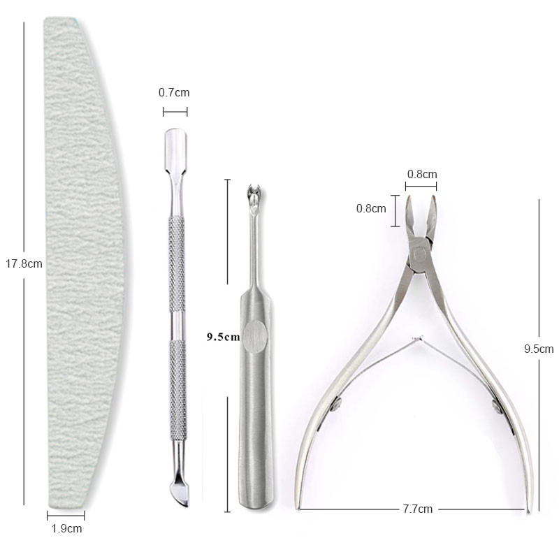 Nagų dailės šveičiamųjų įrankių rinkinys Nagų dildės odelių žnyplėms įrankis Šaukšto stūmiklio nuėmiklis Pjaustyklė Clipper Trimmer Žirklės Manikiūro įrankis