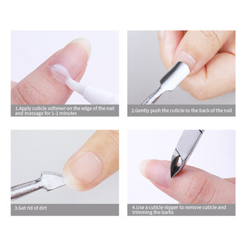 1 τεμ. Ασημί διπλό άκρο Pusher επιδερμίδας Dead Skin Push Remover for Pedicure Nail Art Cleaner Care Εργαλείο από ανοξείδωτο ατσάλι