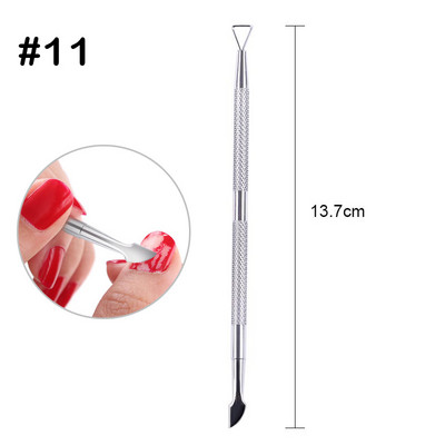1vnt Sidabrinis dvipusis odelių stūmiklis Dead Skin Push Remover pedikiūrui Manikiūrui Nagų dailės valiklis priežiūros priemonė nerūdijantis plienas