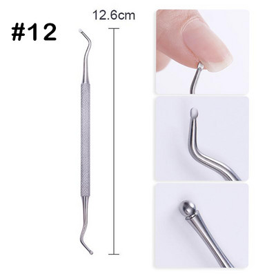 1vnt Sidabrinis dvipusis odelių stūmiklis Dead Skin Push Remover pedikiūrui Manikiūrui Nagų dailės valiklis priežiūros priemonė nerūdijantis plienas