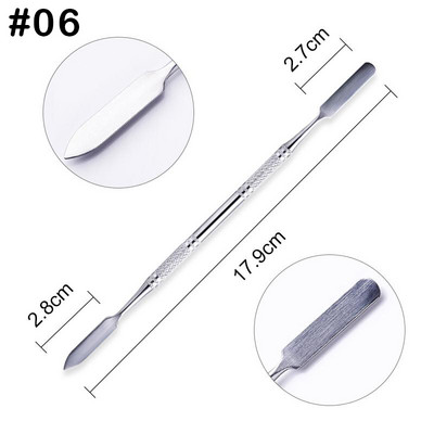 1vnt Sidabrinis dvipusis odelių stūmiklis Dead Skin Push Remover pedikiūrui Manikiūrui Nagų dailės valiklis priežiūros priemonė nerūdijantis plienas