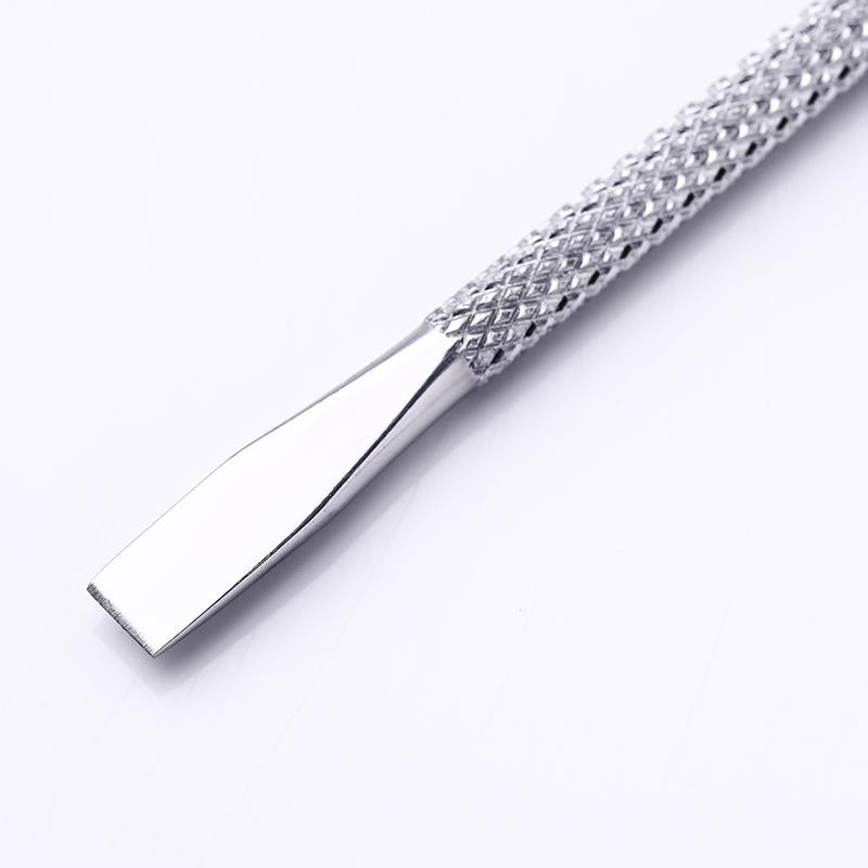 1vnt Sidabrinis dvipusis odelių stūmiklis Dead Skin Push Remover pedikiūrui Manikiūrui Nagų dailės valiklis priežiūros priemonė nerūdijantis plienas