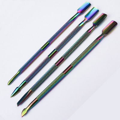 Titan čelik u boji gura mrtvu kožu gura modni dizajn dvoglavi gurač zanoktica od nehrđajućeg čelika alat za manikuru nail art
