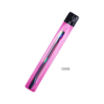 Spalvotas titano plienas, stumiamas negyvas odos stūmimas Mados dizainas Dvi galvutė nerūdijančio plieno odelių stūmiklis Manikiūras Nagų dailės įrankis