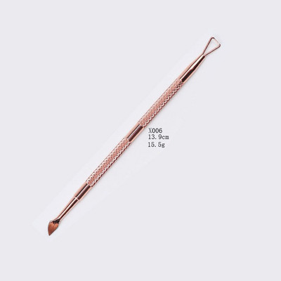 Spalvotas titano plienas, stumiamas negyvas odos stūmimas Mados dizainas Dvi galvutė nerūdijančio plieno odelių stūmiklis Manikiūras Nagų dailės įrankis