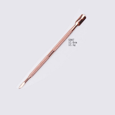 Spalvotas titano plienas, stumiamas negyvas odos stūmimas Mados dizainas Dvi galvutė nerūdijančio plieno odelių stūmiklis Manikiūras Nagų dailės įrankis