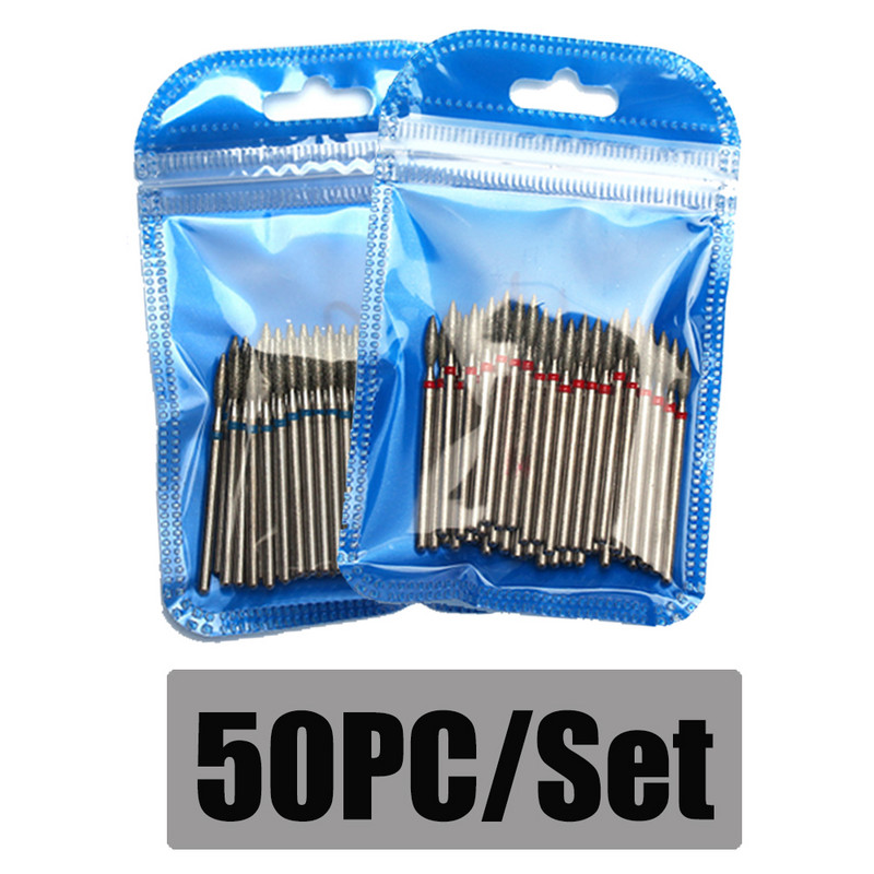 50 vnt nagų grąžtų rinkinys deimantinio manikiūro dildės Rotaciniai frezavimo pjaustytuvai elektrinei mašinai gelinis lakavimas pašalina įtrūkusius nagų įrankius