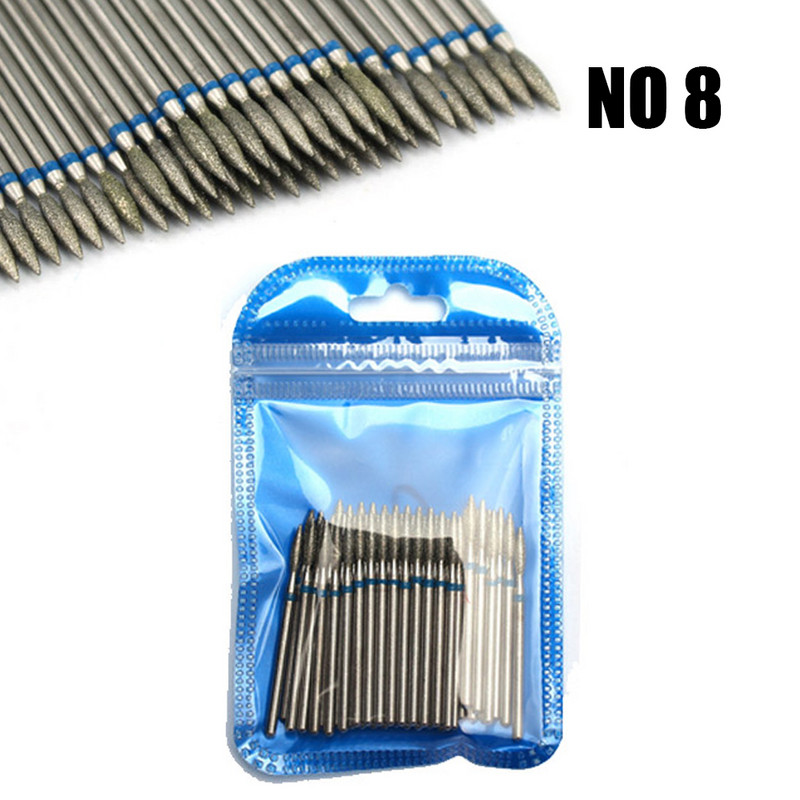 50 vnt nagų grąžtų rinkinys deimantinio manikiūro dildės Rotaciniai frezavimo pjaustytuvai elektrinei mašinai gelinis lakavimas pašalina įtrūkusius nagų įrankius