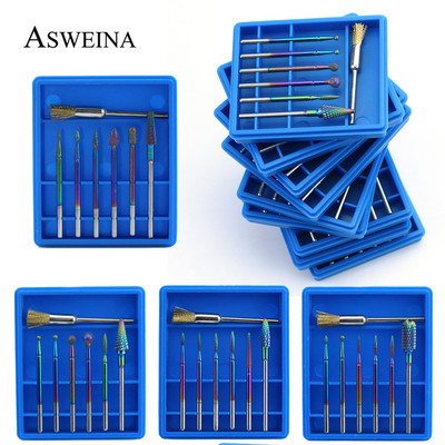 7 бр./компл. фреза с диамантен карбид Rainbow Nail BordBish Четка за маникюр Eletric Machine Bits Burr Nail Art Tools