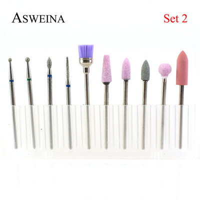 ASWEINA 10 vnt./komplektas Nagų grąžtas Elektrinė mašina Manikiūro Rotary Burr Frezė Manikiūro Priedai Odelių Gręžimo Įrankiai