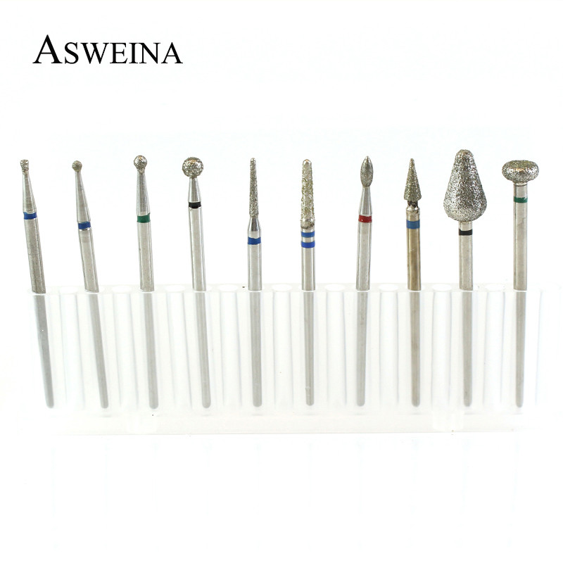 ASWEINA 10 vnt./komplektas Nagų grąžtas Elektrinė mašina Manikiūro Rotary Burr Frezė Manikiūro Priedai Odelių Gręžimo Įrankiai