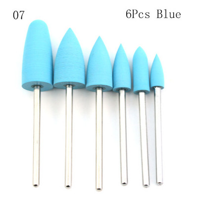 6 vnt Silikoniniai nagų grąžtai Elektriniai sukamieji grąžtai rinkinys Poliravimo buferio dildės Manikiūro pedikiūro mašinos priedai Įrankiai