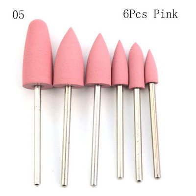 6 vnt Silikoniniai nagų grąžtai Elektriniai sukamieji grąžtai rinkinys Poliravimo buferio dildės Manikiūro pedikiūro mašinos priedai Įrankiai