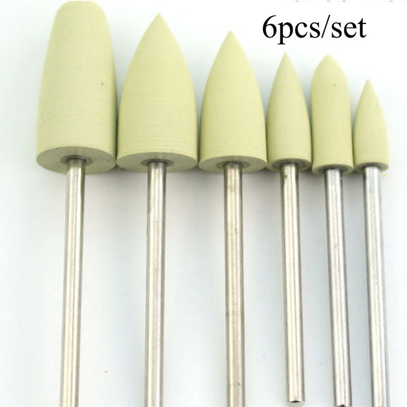 6 vnt Silikoniniai nagų grąžtai Elektriniai sukamieji grąžtai rinkinys Poliravimo buferio dildės Manikiūro pedikiūro mašinos priedai Įrankiai