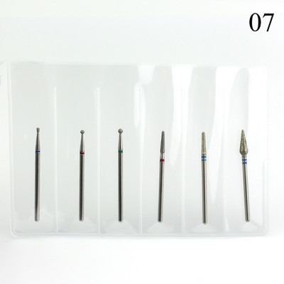 6 vnt / rinkinys Deimantiniai nagų gręžimo frezavimo antgaliai Rotary Burr Eletric manikiūro mašinai odelių šalinimo įrankis Nagų dailės priedas