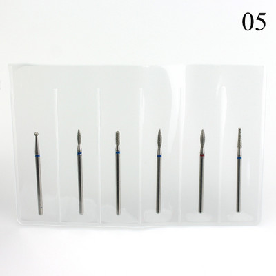 6 vnt / rinkinys Deimantiniai nagų gręžimo frezavimo antgaliai Rotary Burr Eletric manikiūro mašinai odelių šalinimo įrankis Nagų dailės priedas