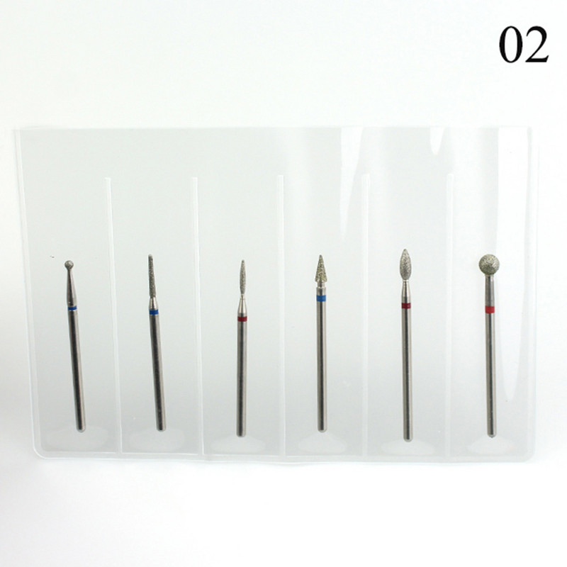 6 vnt / rinkinys Deimantiniai nagų gręžimo frezavimo antgaliai Rotary Burr Eletric manikiūro mašinai odelių šalinimo įrankis Nagų dailės priedas