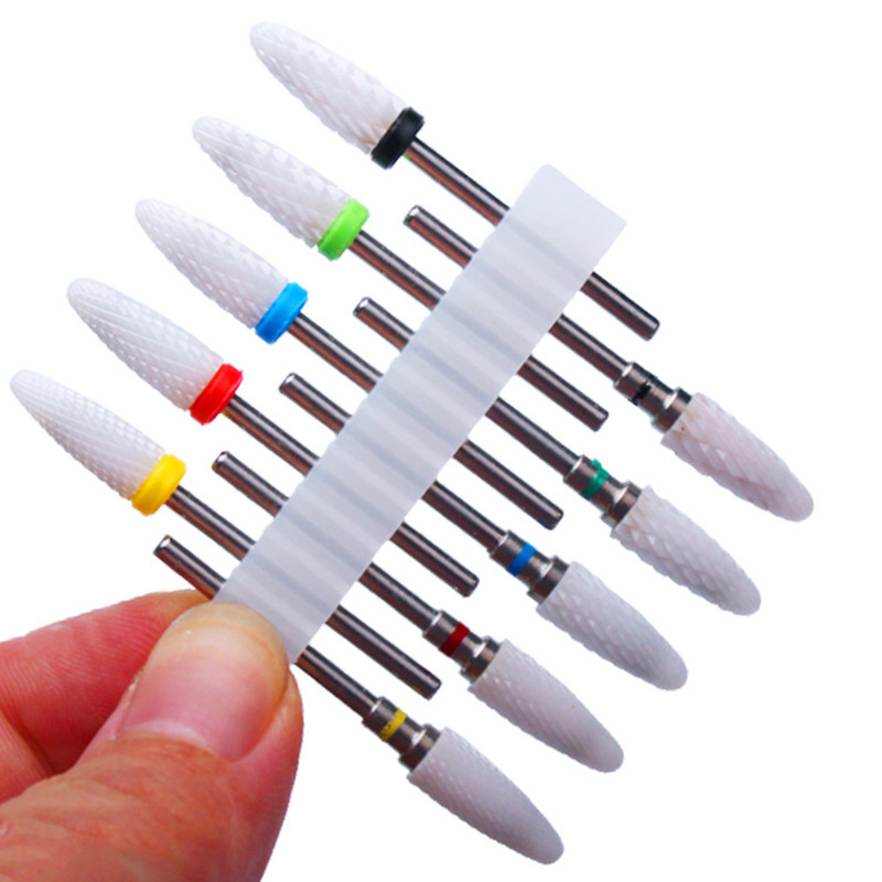 10 vnt Keraminių frezų rinkinys nagų grąžtai manikiūro grąžtams elektriniai pedikiūro dildės odelių šalinimo priedai