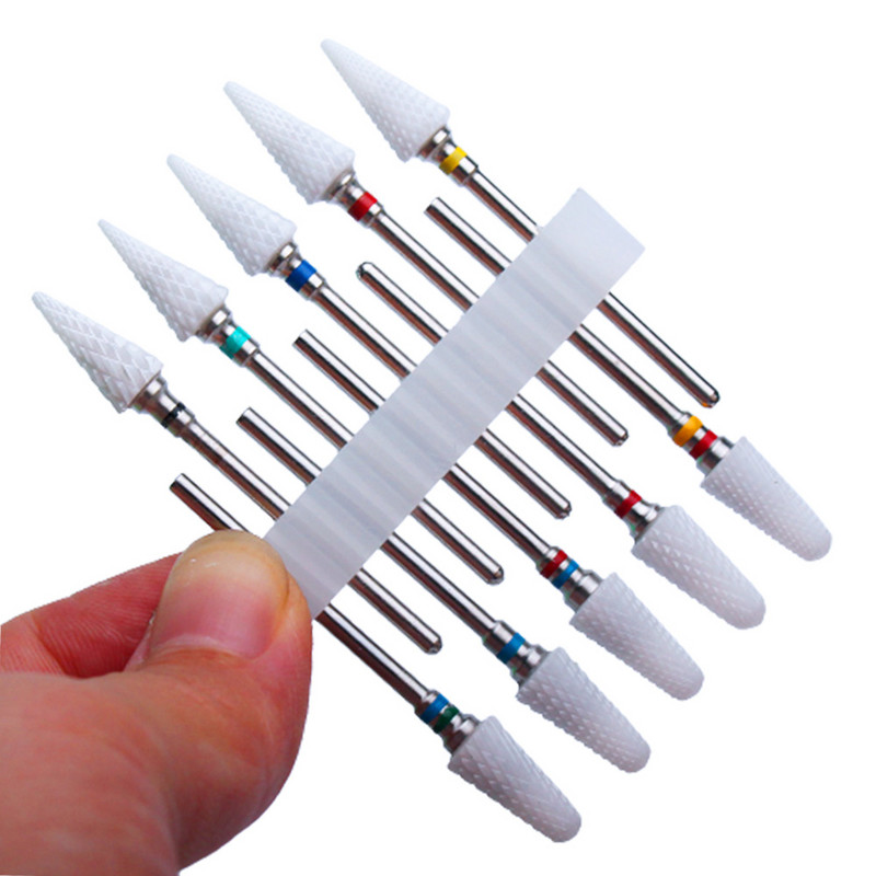 10 vnt Keraminių frezų rinkinys nagų grąžtai manikiūro grąžtams elektriniai pedikiūro dildės odelių šalinimo priedai