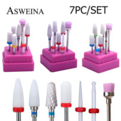 7 vnt Keraminio karbido nagų grąžtai dildės Frezavimo pjaustytuvų rinkinys Manikiūras Rotary Burr Elektrinis pedikiūro staklės Priedai