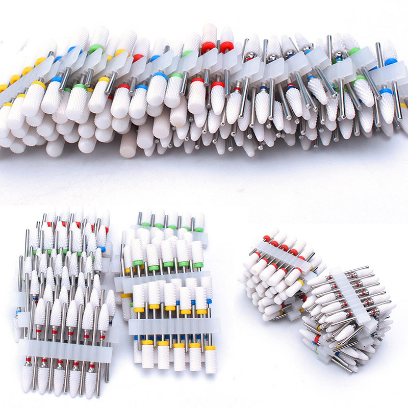 10 vnt karbido manikiūro pjaustytuvų rinkinys nagų grąžtai, gelio lako valiklis, pjoviklis Keraminės braškės nagams elektrinės dildės įrankiai