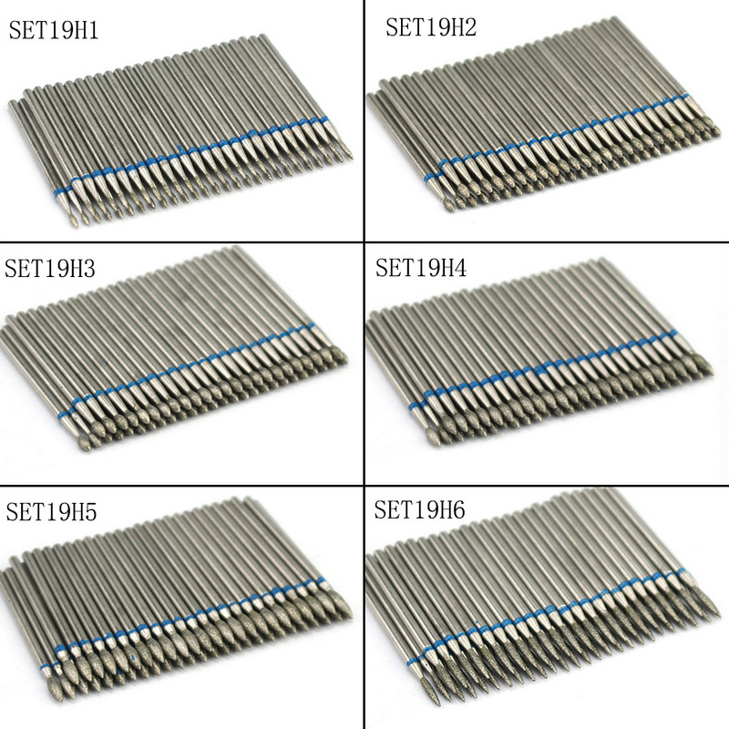 50 vnt deimantinio nagų grąžto frezavimo pjoviklis manikiūrui Elektriniai pjovimo antgaliai Nagai Priedai Nagų įrankių rinkiniai