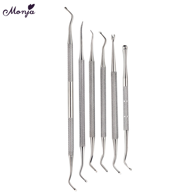 Monja Dvostruki završetak od nehrđajućeg čelika za ispravljanje utora za nokte, turpija za podizanje uraslih noktiju, čista instalacijska alat za pedikuru