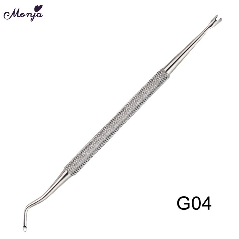 Monja Dvostruki završetak od nehrđajućeg čelika za ispravljanje utora za nokte, turpija za podizanje uraslih noktiju, čista instalacijska alat za pedikuru