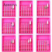 6 vnt / rinkinys deimantinis korundinis nagų grąžtas Keraminis frezavimo pjaustytuvas manikiūrui Elektriniai staklių antgaliai odelių nuėmiklis, atbrailos meno įrankiai