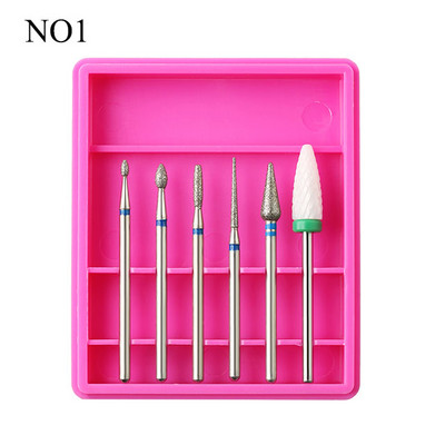 6 vnt / rinkinys deimantinis korundinis nagų grąžtas Keraminis frezavimo pjaustytuvas manikiūrui Elektriniai staklių antgaliai odelių nuėmiklis, atbrailos meno įrankiai