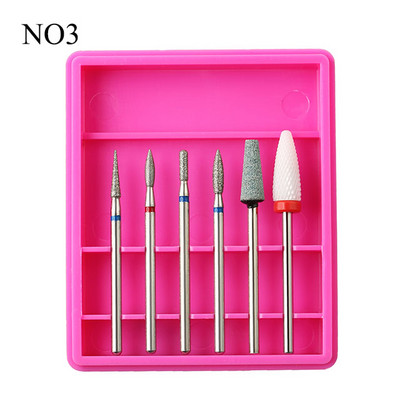 6 vnt / rinkinys deimantinis korundinis nagų grąžtas Keraminis frezavimo pjaustytuvas manikiūrui Elektriniai staklių antgaliai odelių nuėmiklis, atbrailos meno įrankiai