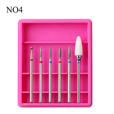 6 vnt / rinkinys deimantinis korundinis nagų grąžtas Keraminis frezavimo pjaustytuvas manikiūrui Elektriniai staklių antgaliai odelių nuėmiklis, atbrailos meno įrankiai