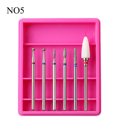 6 vnt / rinkinys deimantinis korundinis nagų grąžtas Keraminis frezavimo pjaustytuvas manikiūrui Elektriniai staklių antgaliai odelių nuėmiklis, atbrailos meno įrankiai