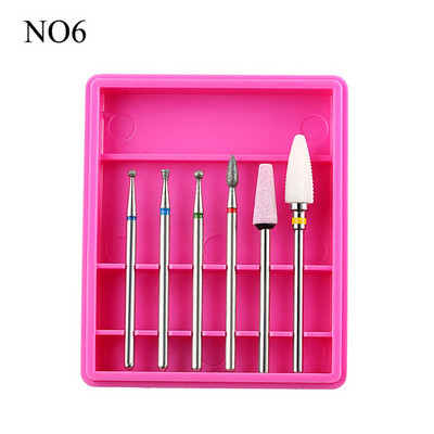 6 vnt / rinkinys deimantinis korundinis nagų grąžtas Keraminis frezavimo pjaustytuvas manikiūrui Elektriniai staklių antgaliai odelių nuėmiklis, atbrailos meno įrankiai