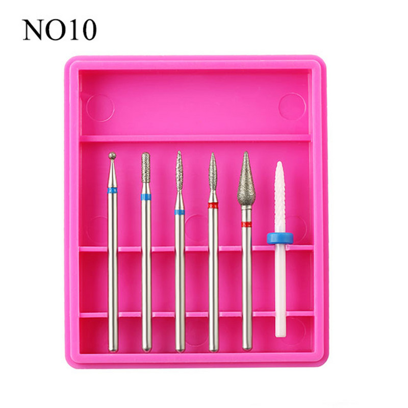 6kom/Set Dijamantno korundno svrdlo za nokte Keramičko glodalo za manikuru Električni stroj Bitovi Odstranjivač zanoktica Umjetnički alati