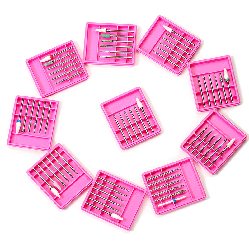 6kom/Set Dijamantno korundno svrdlo za nokte Keramičko glodalo za manikuru Električni stroj Bitovi Odstranjivač zanoktica Umjetnički alati