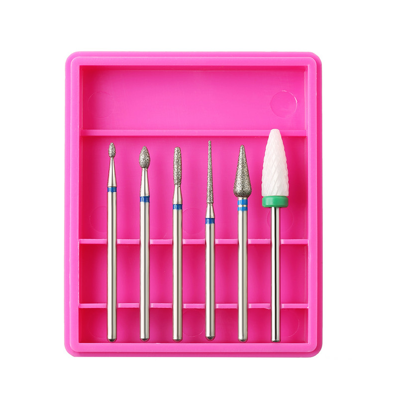 6kom/Set Dijamantno korundno svrdlo za nokte Keramičko glodalo za manikuru Električni stroj Bitovi Odstranjivač zanoktica Umjetnički alati