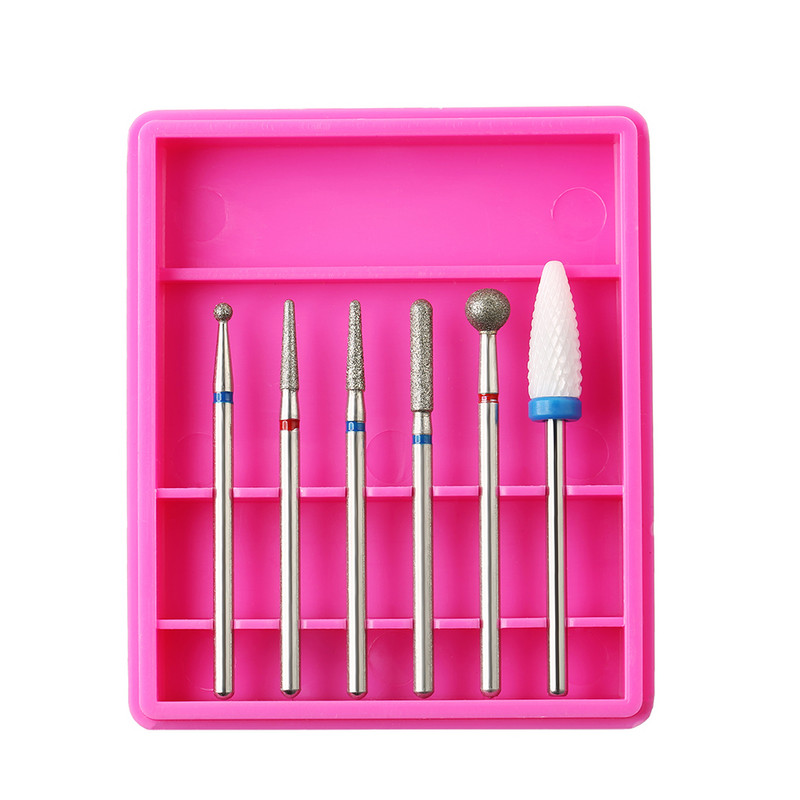 6kom/Set Dijamantno korundno svrdlo za nokte Keramičko glodalo za manikuru Električni stroj Bitovi Odstranjivač zanoktica Umjetnički alati