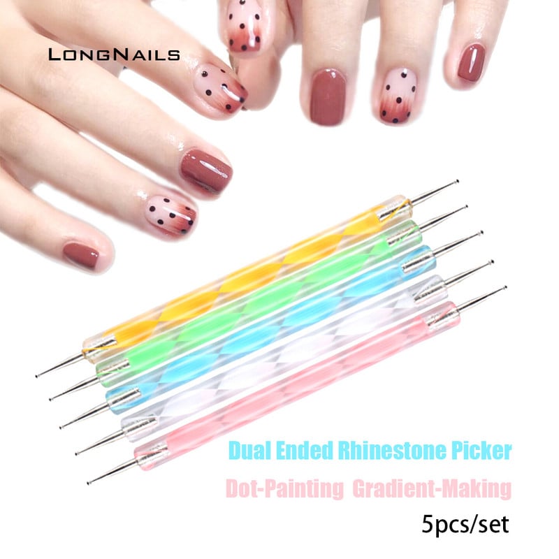 Set od 5 komada Olovka za crtanje s vodenim točkama Komplet alata za nokte Melt Cream Styles Olovka za crtanje noktiju Olovka za crtanje DIY 0,8-1,3 mm Promjer Olovka za nokte 13 cm