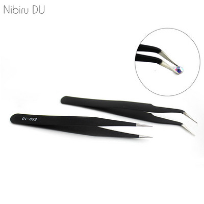 1 készlet Nail Art Tools Rozsdamentes acél csipeszek Antisztatikus Galvanizálás Nemmágneses csipeszek